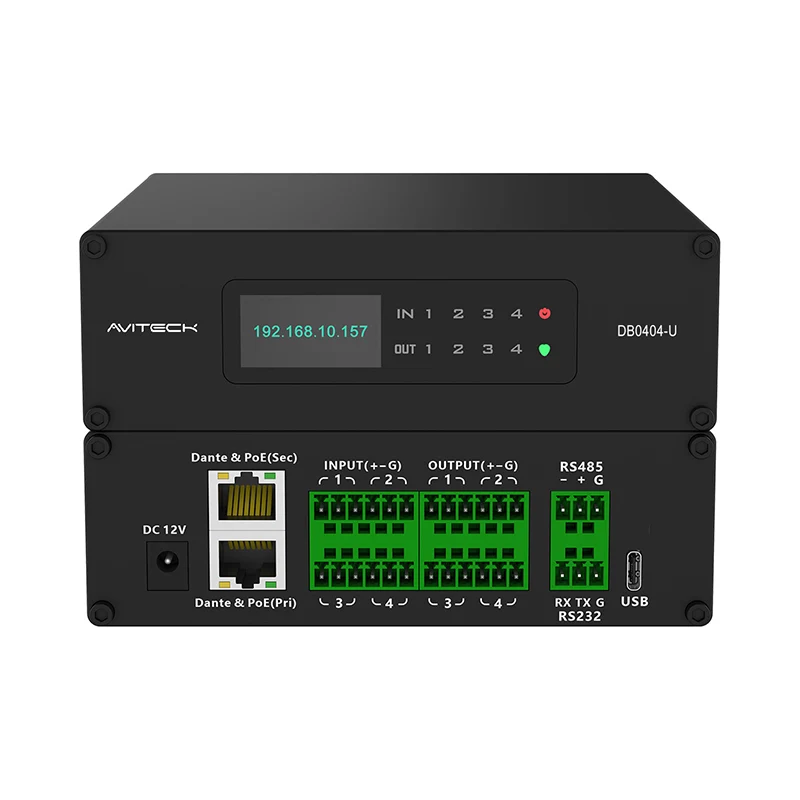 Dante 4 -s 4 Out Network Audio Protsessorikast